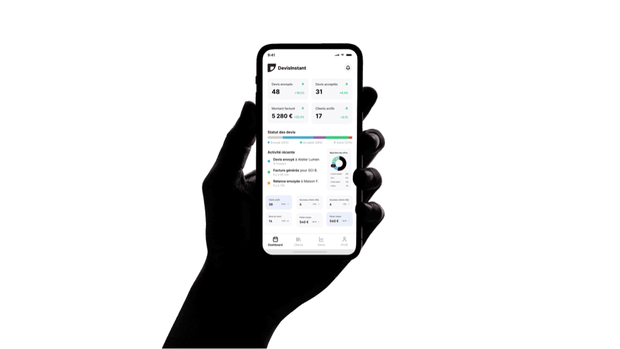 Application DevisInstant sur mobile
