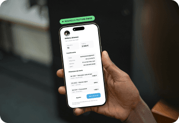 Nouvelle facture émise, fiche client dans l'application DevisInstant